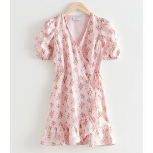 & Other Stories Puff Sleeve Mini Wrap Dress
